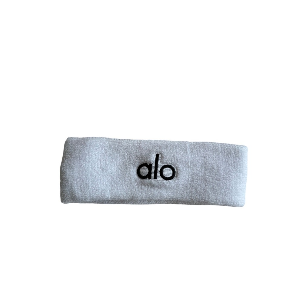Alo Yoga Unisex White Throwback Wide Sweatband Size OS